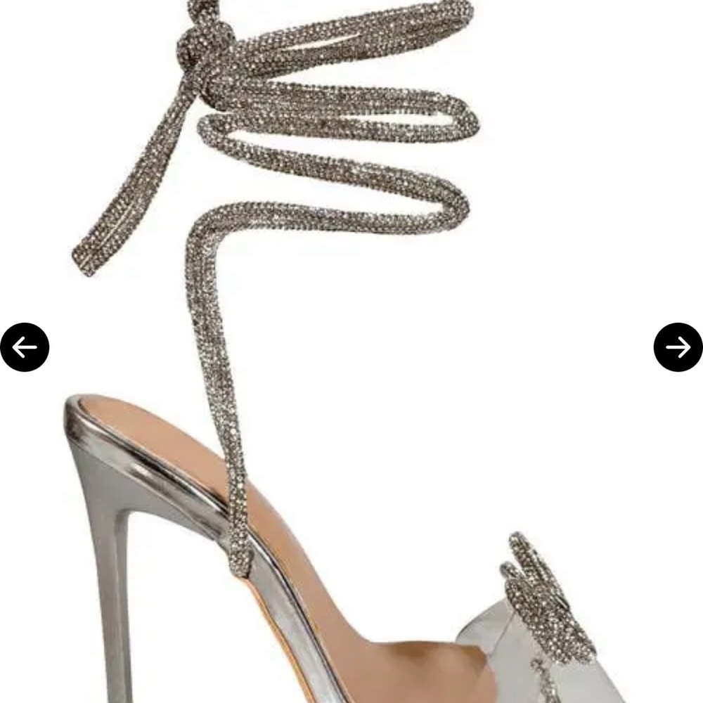 Shimmering Silver Lace-Up Heels